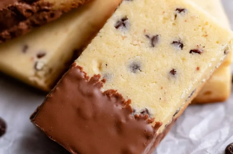 Delicious Chocolate Chip Shortbread Cookies on a plate
