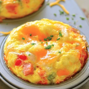 Denver Omelet Muffins baked to perfection with peppers, onions, and cheese