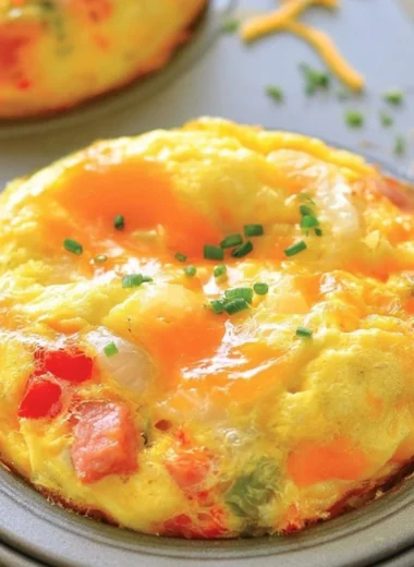 Denver Omelet Muffins baked to perfection with peppers, onions, and cheese
