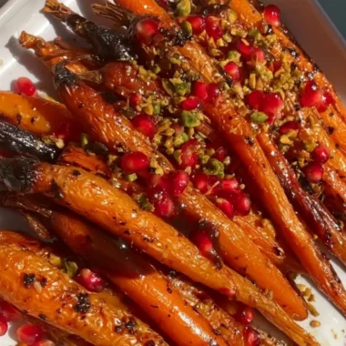 Honey-balsamic roasted carrots served in a bowl.