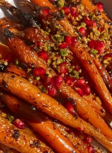 Honey-balsamic roasted carrots served in a bowl.