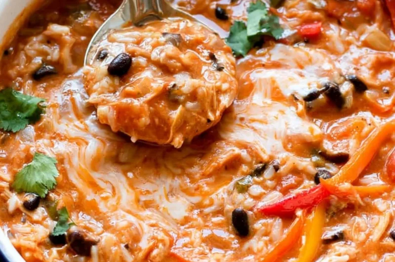 One pot Pepper Jack Chicken Fajita Soup filled with veggies and spices.